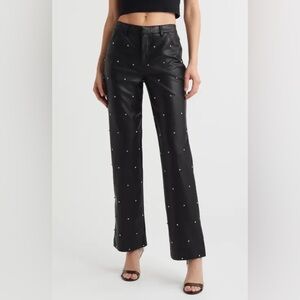 Mistress Rocks Hotfix Low Rise Faux Leather Pants - Size Small